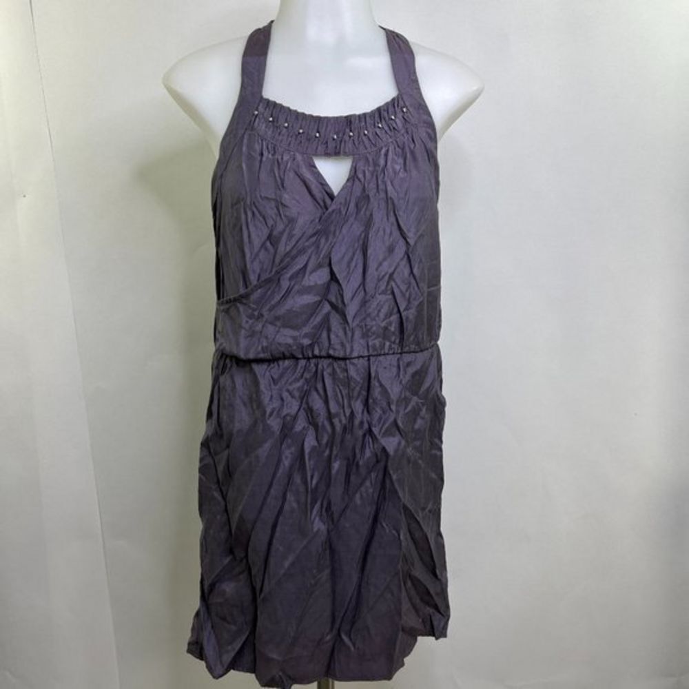 Ya Los Angeles Dress S purple Cross Purple Stud Racerback Faux Wrap Twist See me
